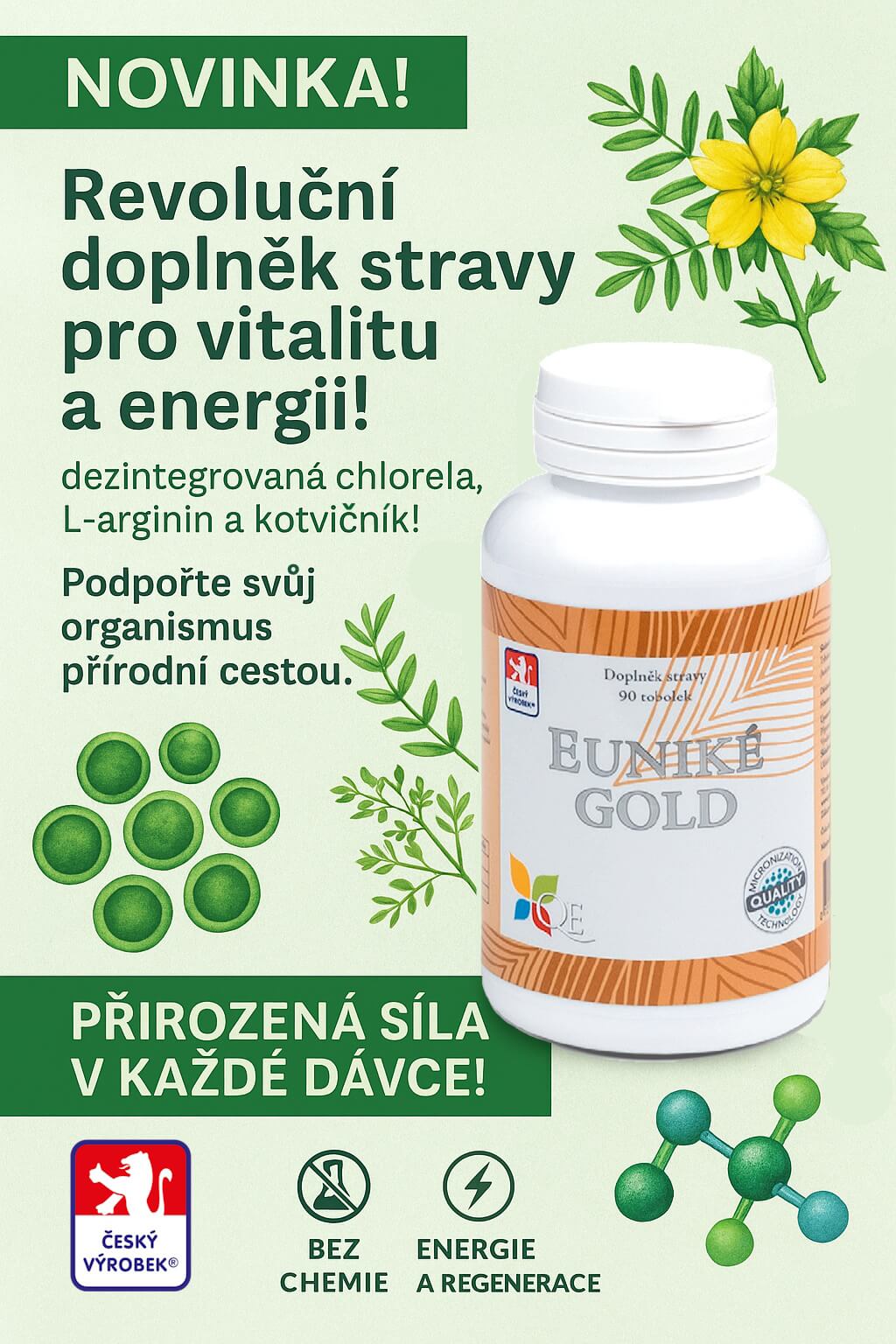 Euniké Gold - český doplněk stravy pro harmonizaci organismu