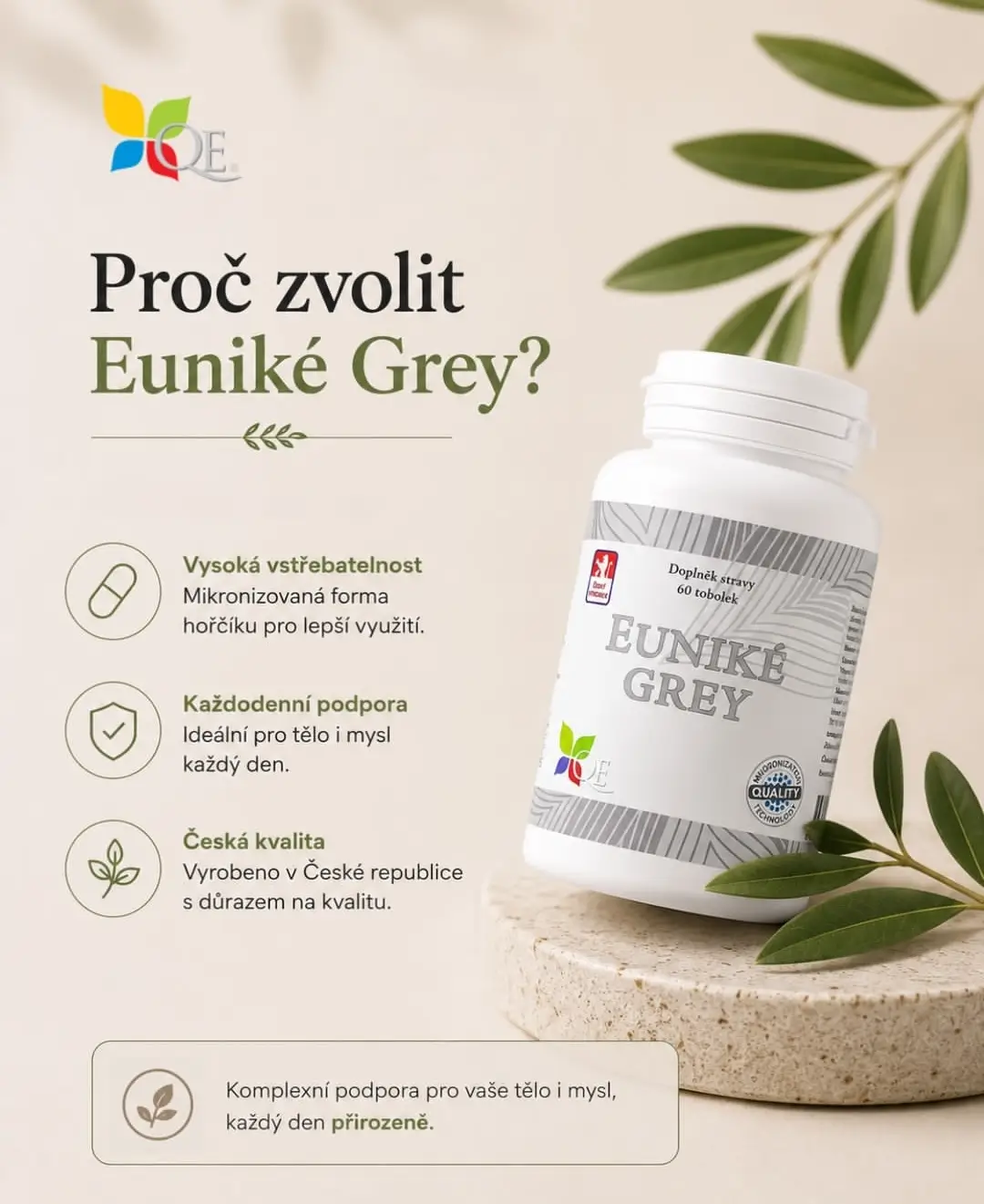 EUNIKÉ GREY - hořčík, vitamin B6, niacin, kys. listová -  zvýšený účinek